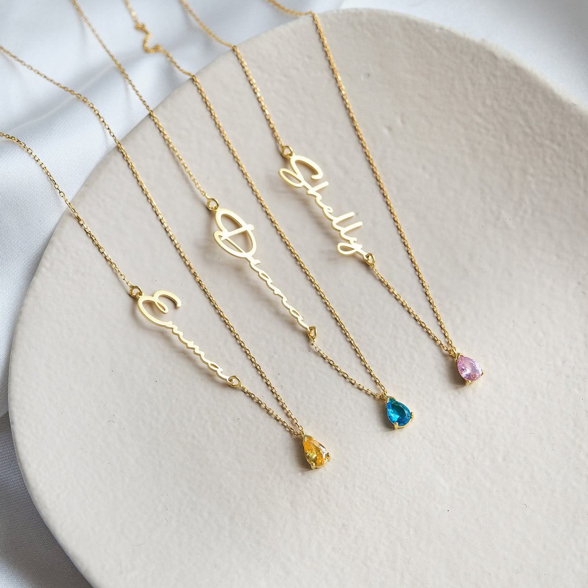 Personalized Handmade Birthstone Name Necklace, Gift For Her