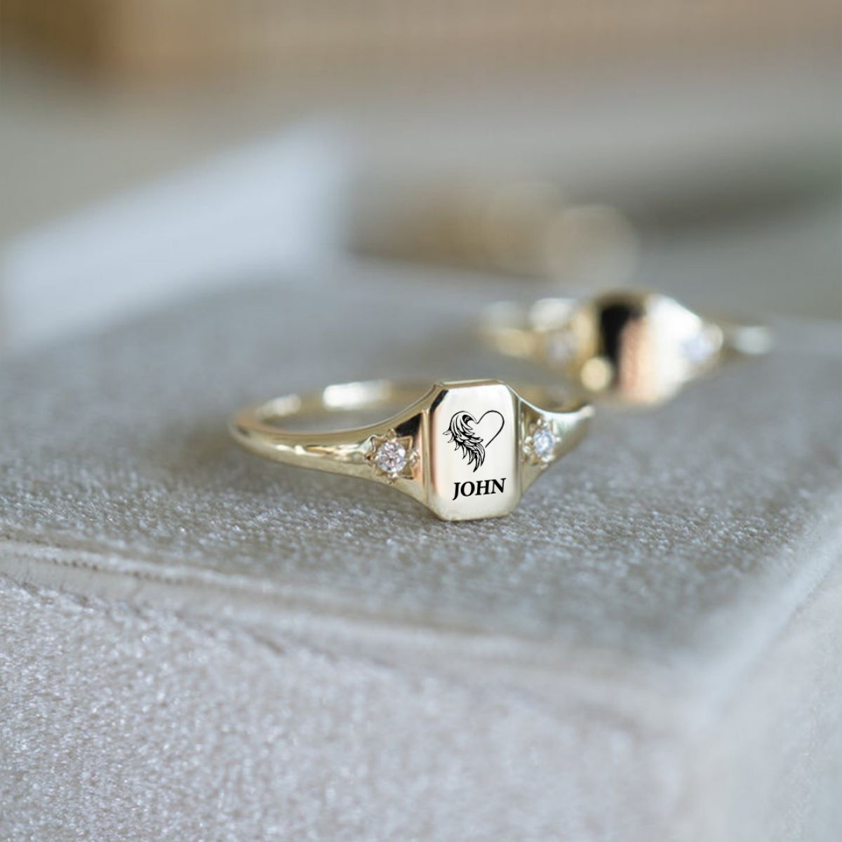 Personalized Memorial Rings With 2 Birthstones, Sympathy Gift For Friend Or Family