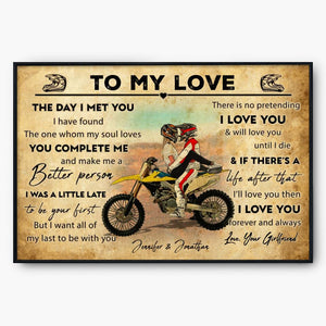 Personalized Motocross Poster, Dirt Bike Gifts For Boyfriend, Husband, Couple
