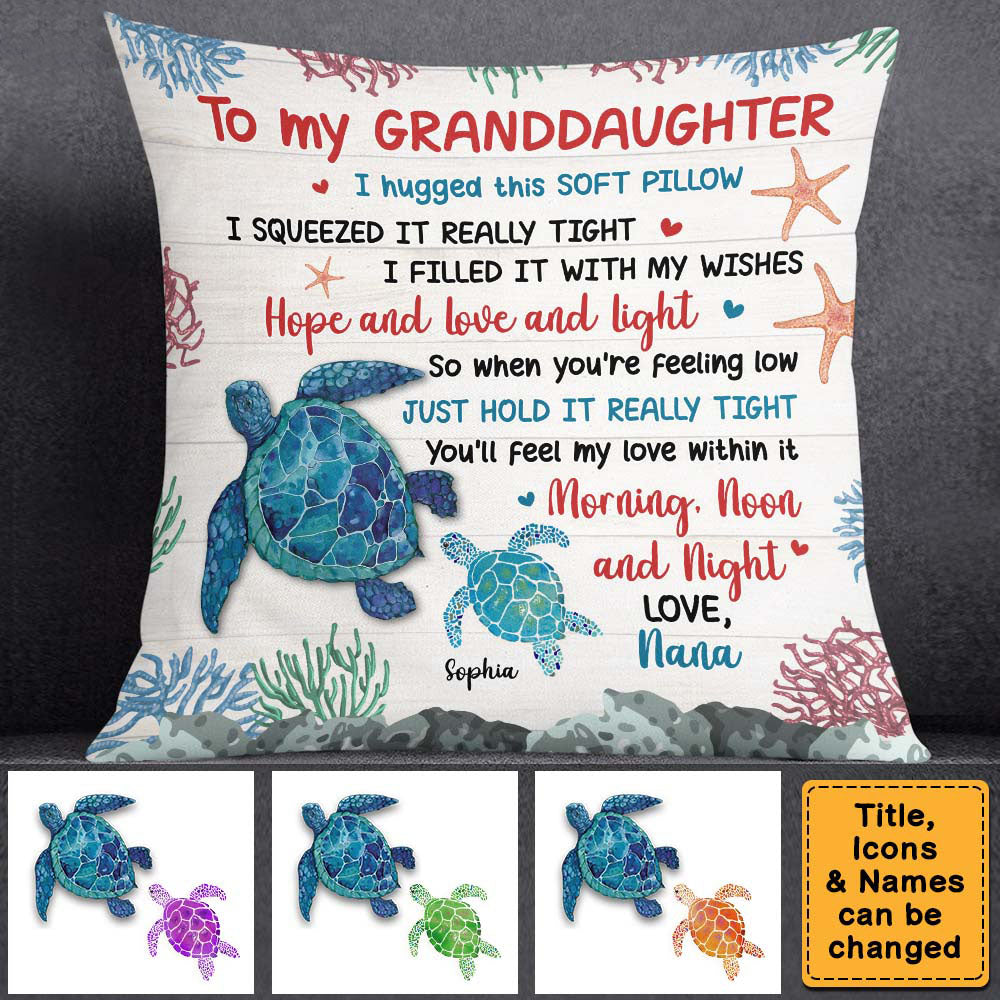 Gift For Daughter Granddaughter Hug This Turtle Pillow