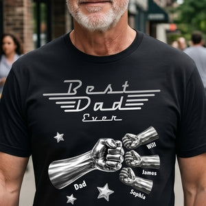 Best Dad Ever, Best Papa Ever - Metalic Fist Bump - Personalized Shirt