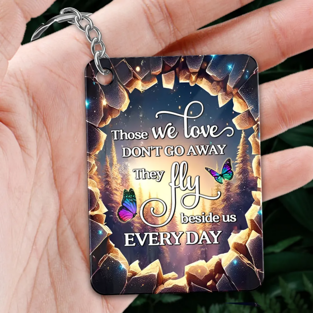 Family Butterflies 3D Hole Personalized Memorial Acrylic Keychain
