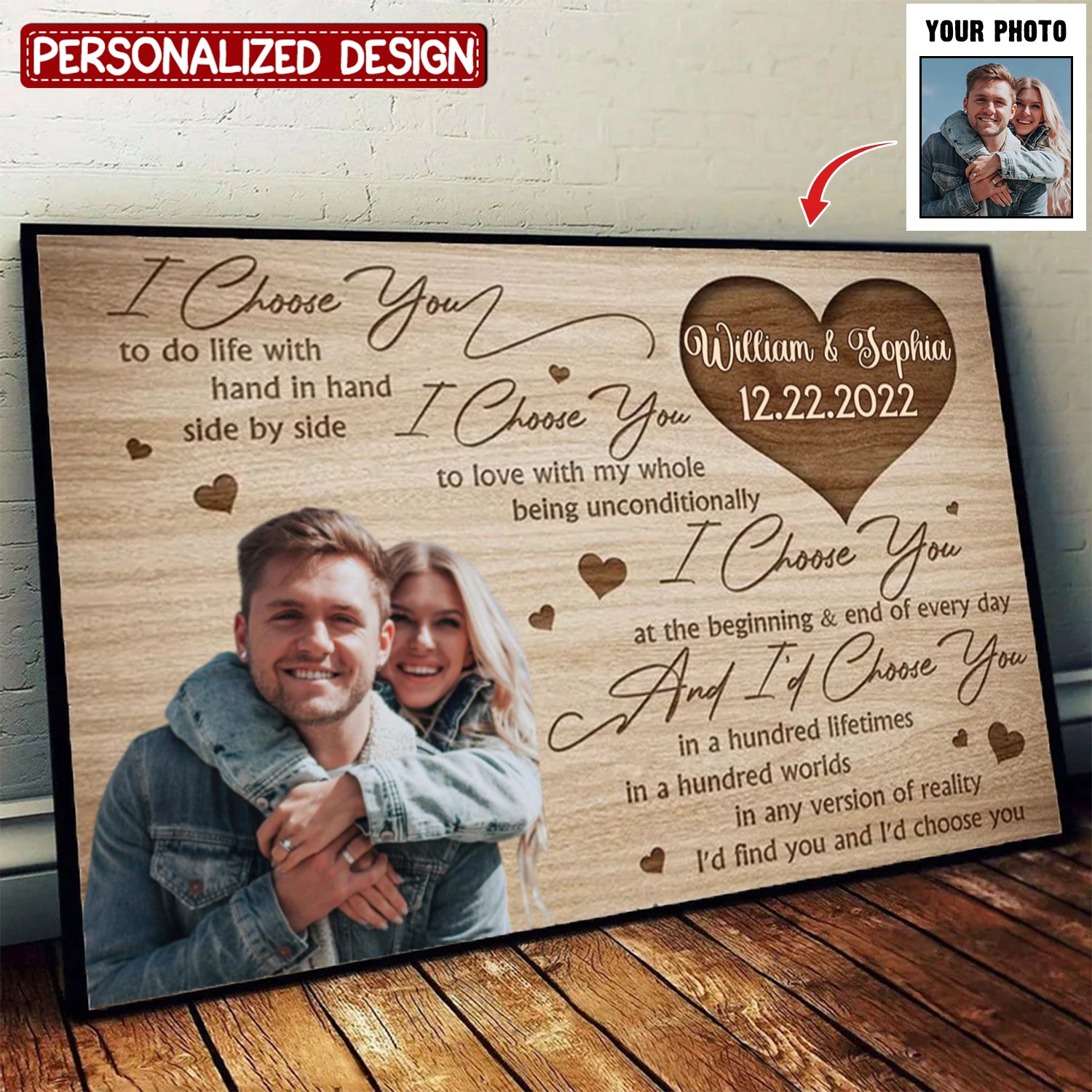 I Choose You - Personalized Photo Couple Poster