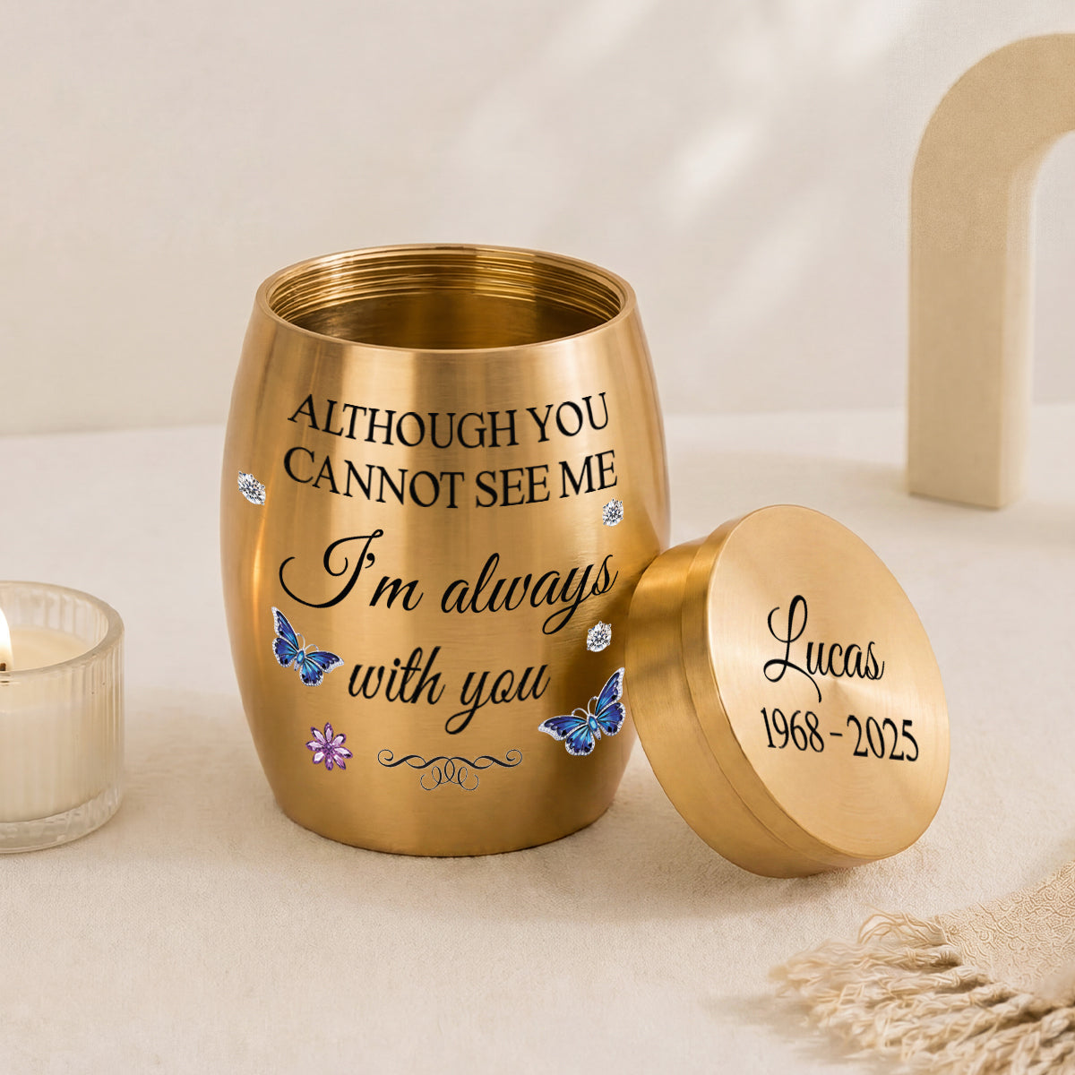 Personalised Memorial I'm Always With You Mini Urn for Loss of Dad/Mum