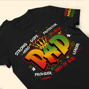 Dope Black Dad, Black Father Custom Kid Name Father's Day Gift - Personalized Shirt
