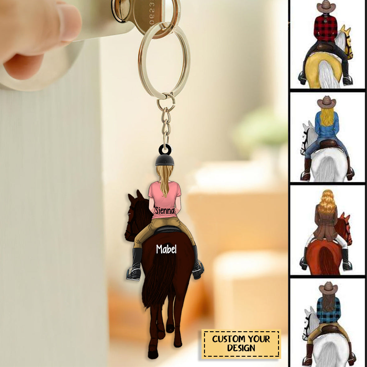 Horse Girl Back View Lived Happily Personalized Acrylic/Stainless Steel Keychain