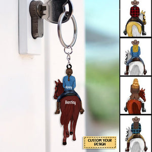 Horse Girl Back View Lived Happily Personalized Acrylic/Stainless Steel Keychain