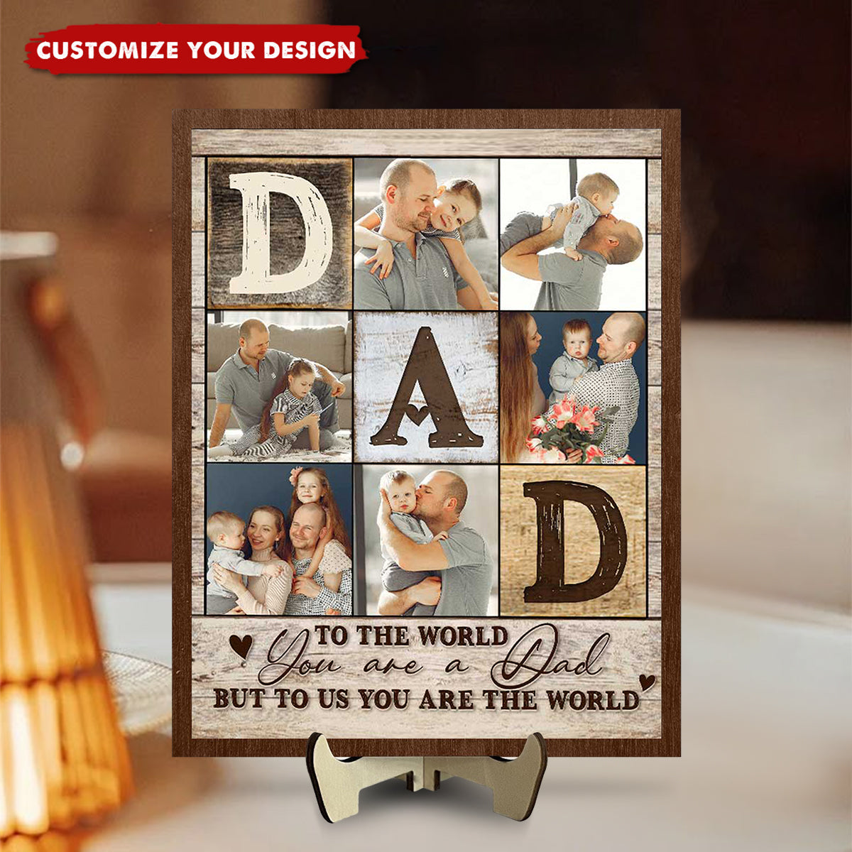 Personalized Dad Photo Collage 2-Layered Wooden Plaque-Father’s Day Gift