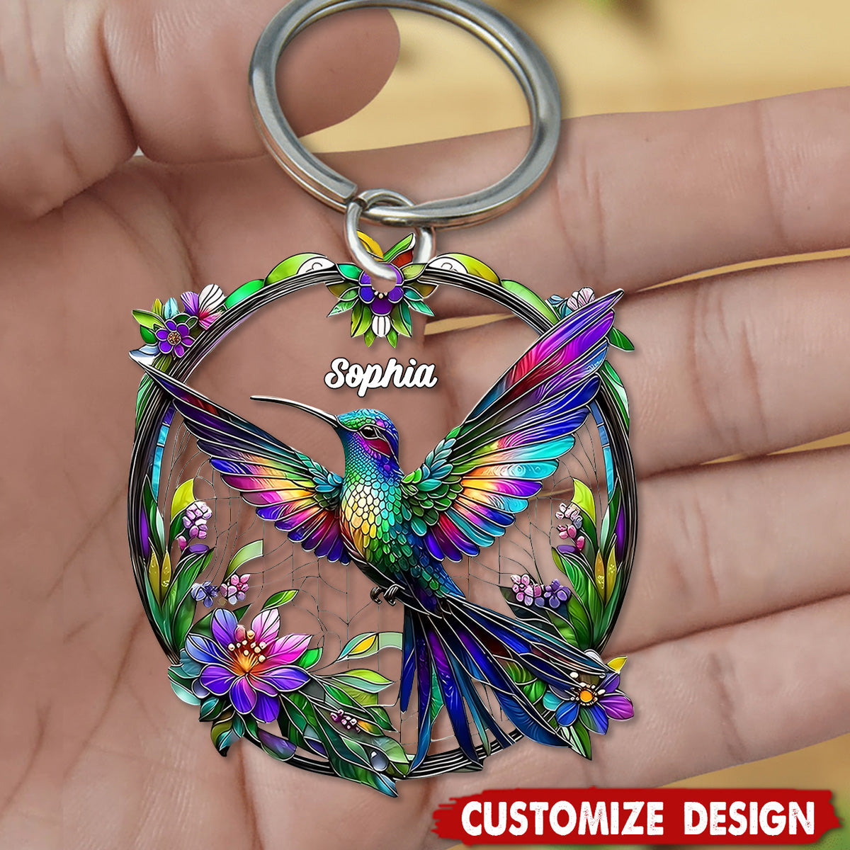 Beautiful Hummingbird - Personalized Bird Acrylic Keychain