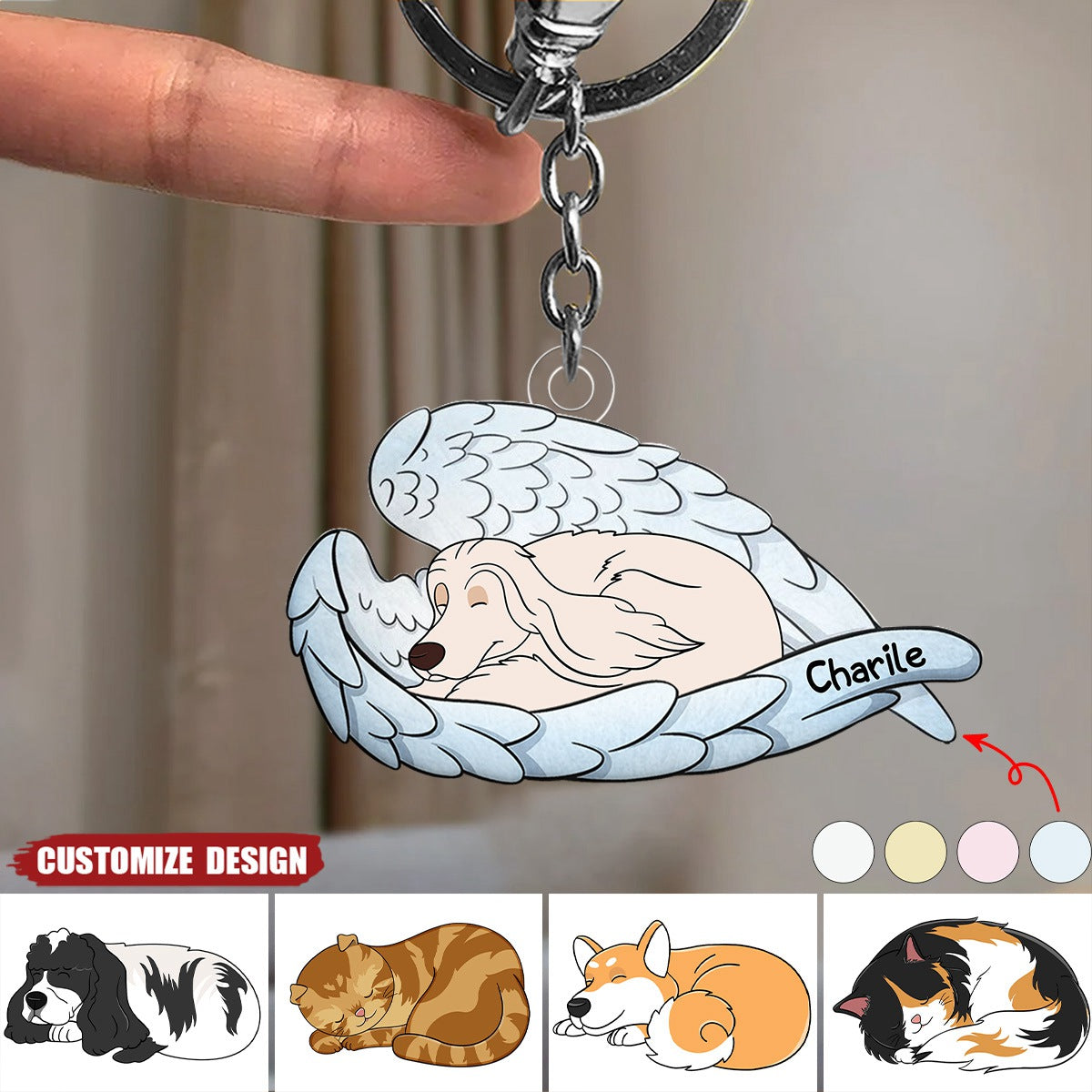 Angel Pet - Memorial Gift For Dog Lover, Cat Lover - Personalized Acrylic Keychain