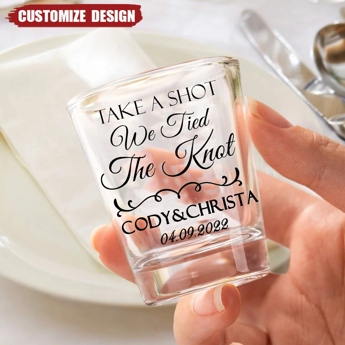 Take A Shot We Tied the Knot Personalized Shot Glasses