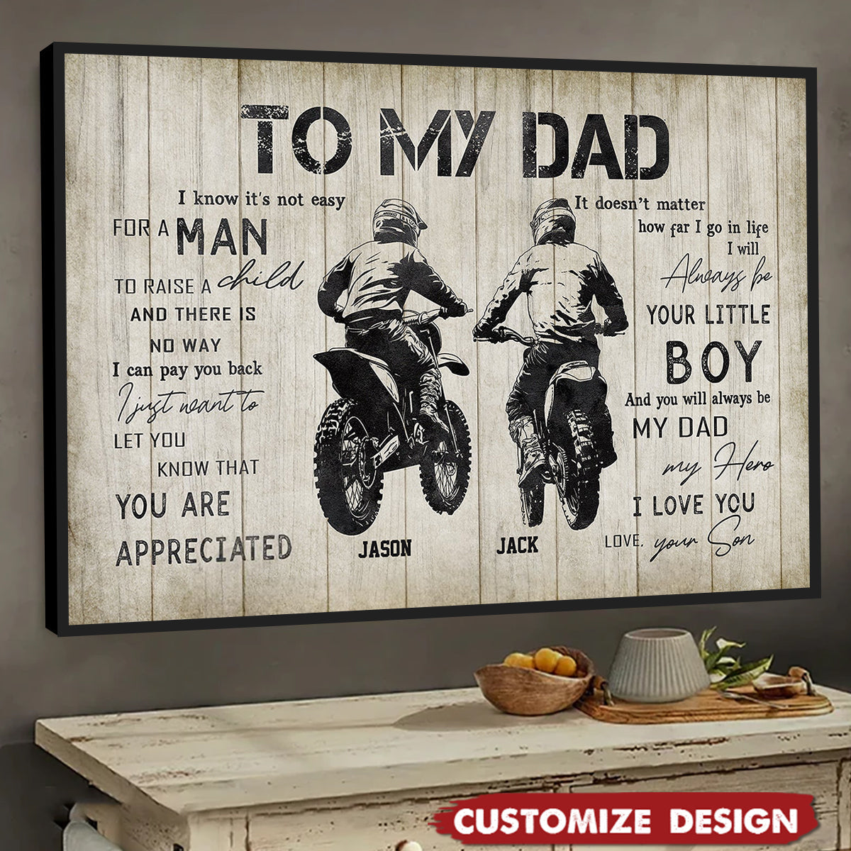 Personalized Motocross Dad Son Poster - Birthday,Father's Day Gift For Motocross Lovers