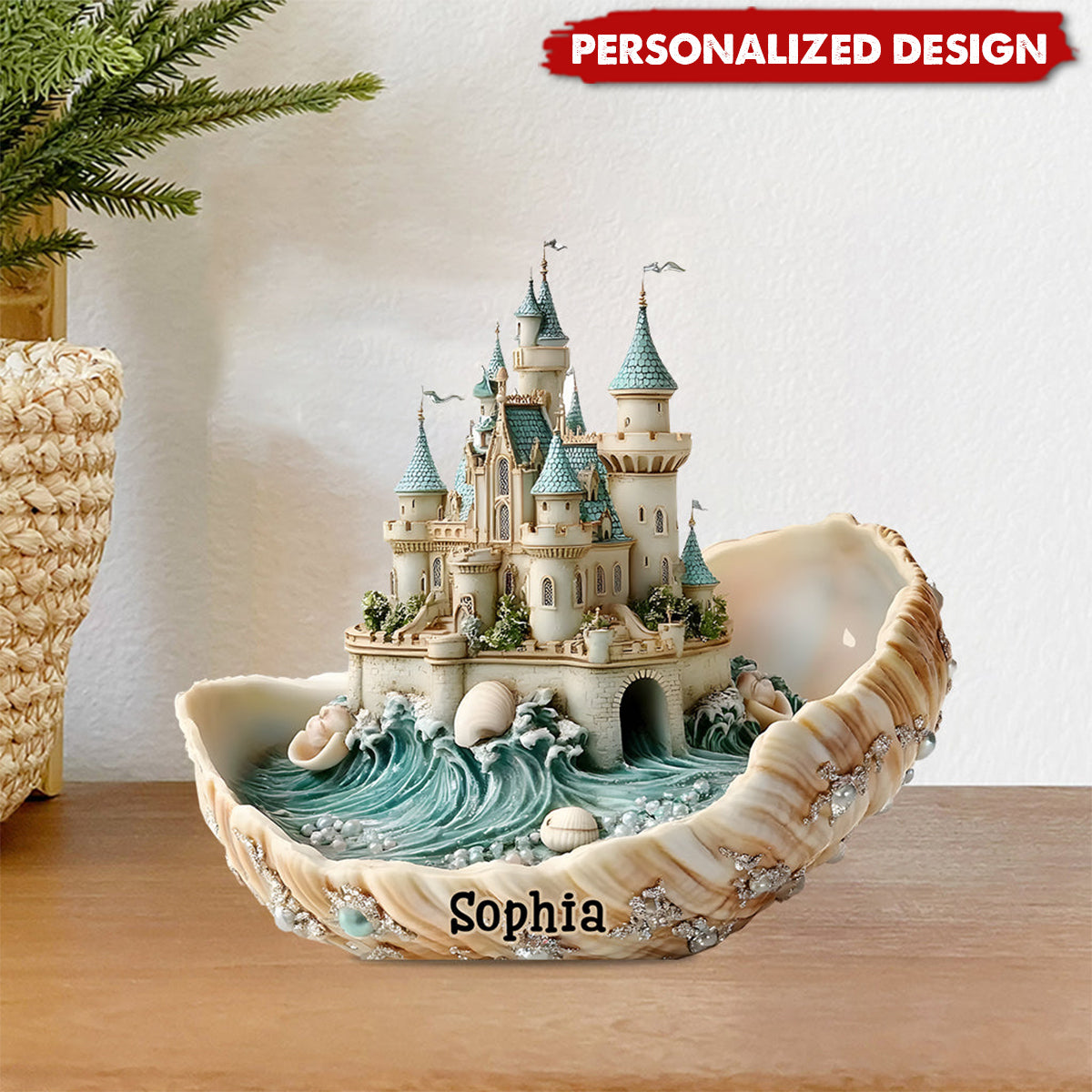 Seashell Castle Souvenir Gift-Personalized Sea Lover Shaped Acrylic Plaque