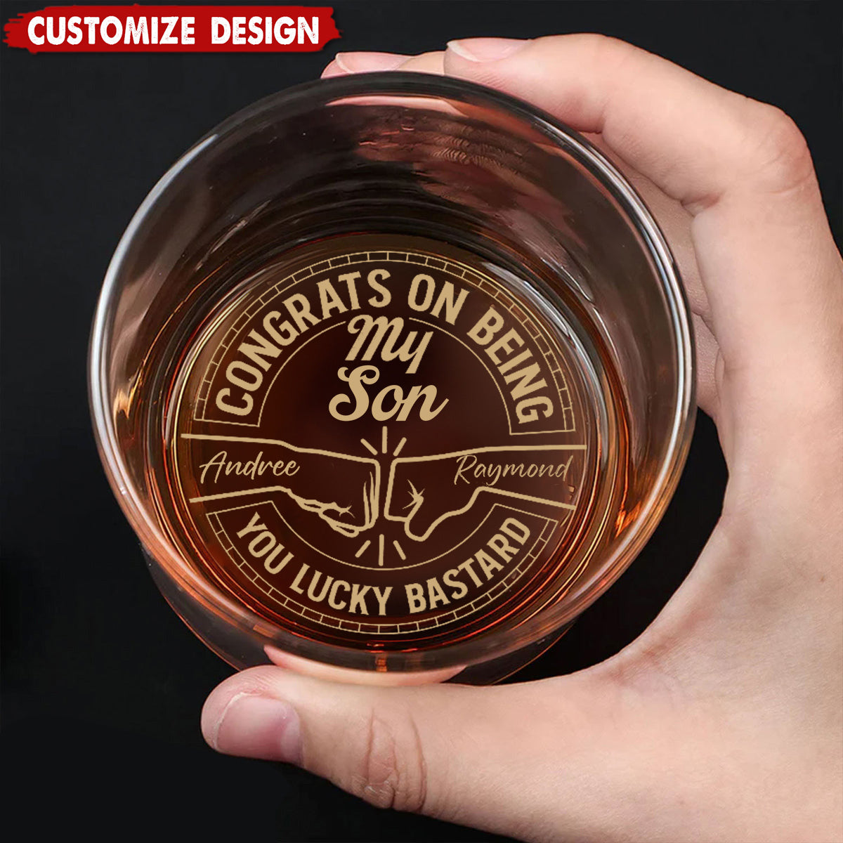Congrats On Being My Dad You Lucky Man - Personalized Engraved Whiskey Glass