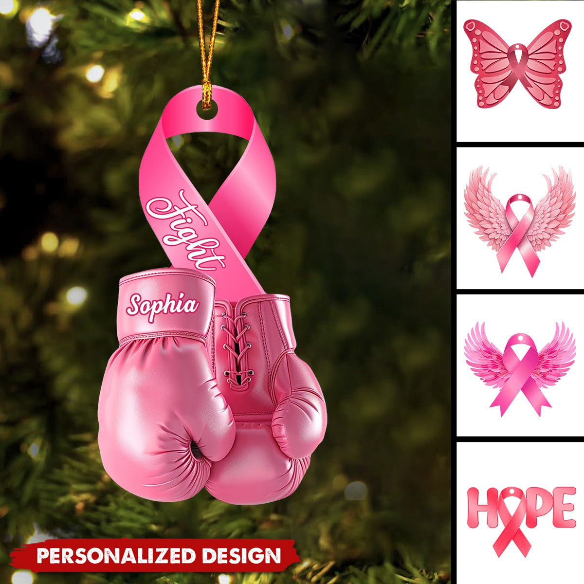 Personalized Breast Cancer Christmas Ornament-2024 New Release