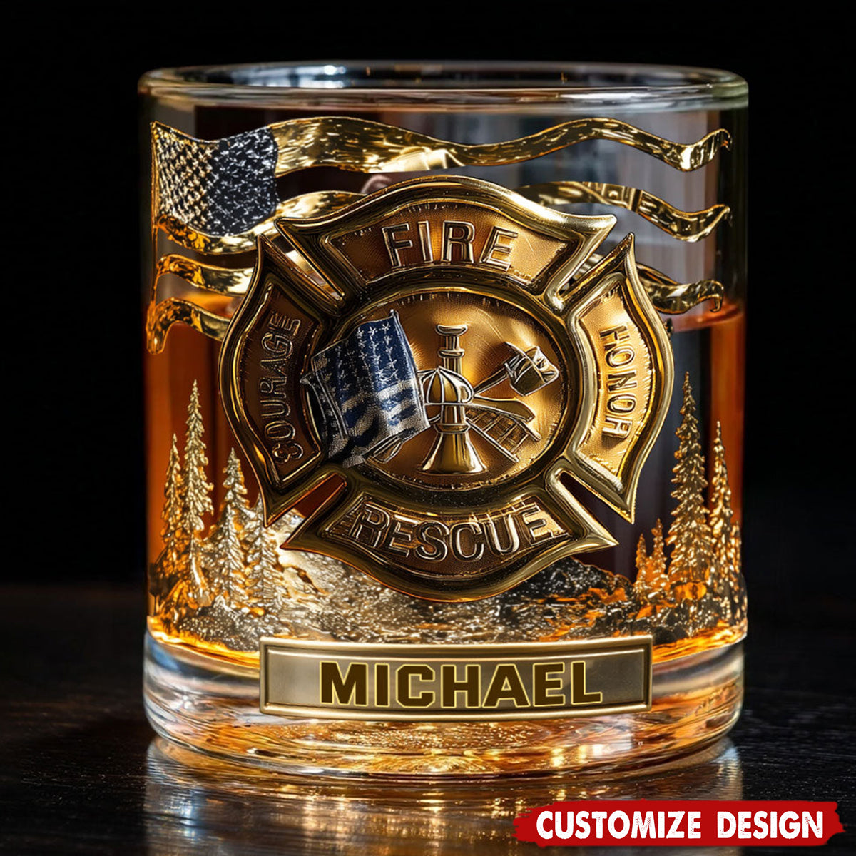 Awesome Fighter - Personalized Firefighter Whiskey Glass