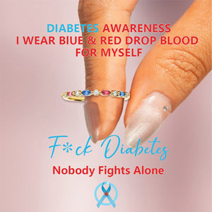 DIABETES AWARENESS-Cyan Diamond Thin Ring