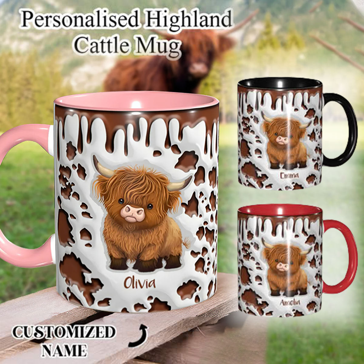 Personalized Cute Highland Cow Ceramic Mug-Gift for Highland Cow Lover