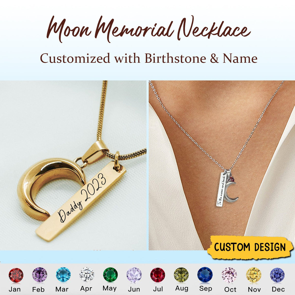 Crescent Moon Urn With Charm - Personalized Keepsake Necklace
