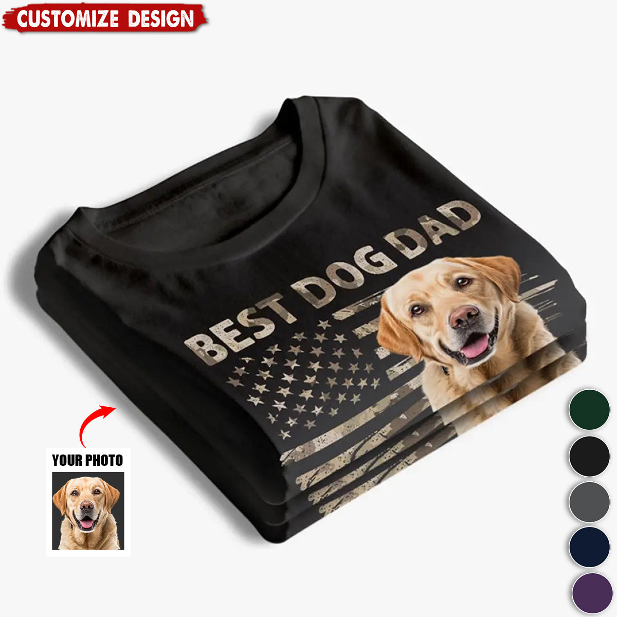 Custom Photo Ultimate Dog Dad - Pet Personalized Unisex T-shirt - Gift For Dog,Cat Lovers