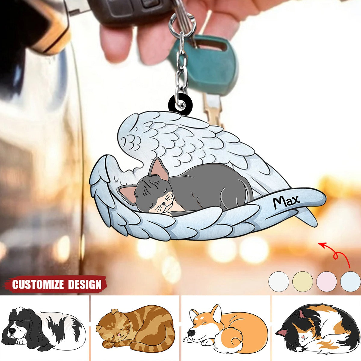 Angel Pet - Memorial Gift For Dog Lover, Cat Lover - Personalized Acrylic Keychain