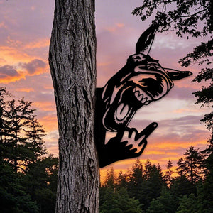 Peek-A-Boo Laughing Donkey Middle Finger Metal Sign