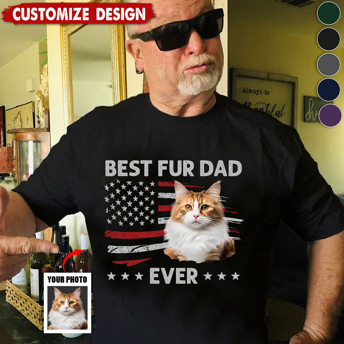 Custom Photo Ultimate Dog Dad - Pet Personalized Unisex T-shirt - Gift For Dog,Cat Lovers