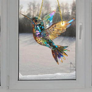 Hummingbird Suncatcher Colorful Window Hanging - Gift For Bird Lovers