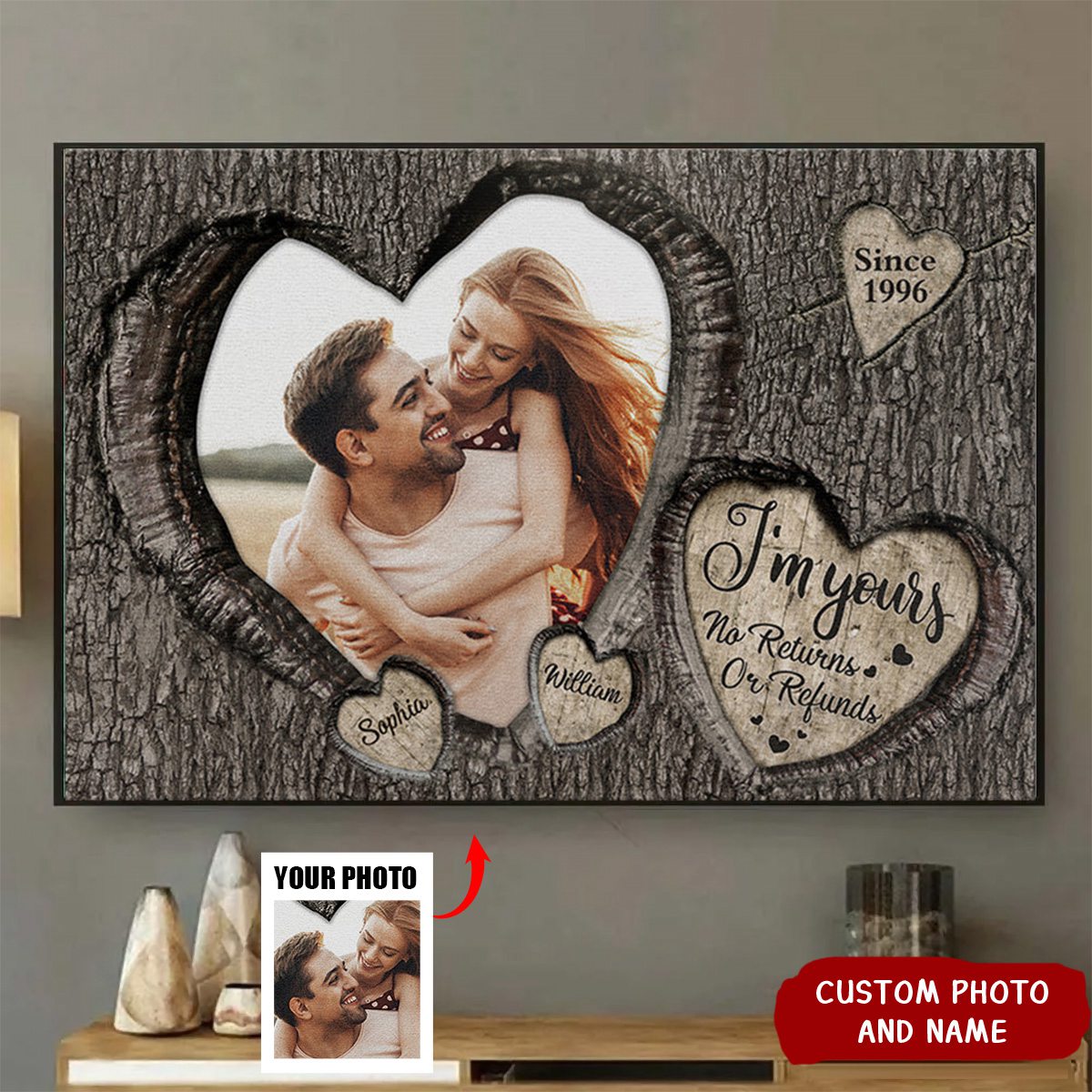Personalized  God Knew My Heart Needed You Couples Photo Canvas Poster