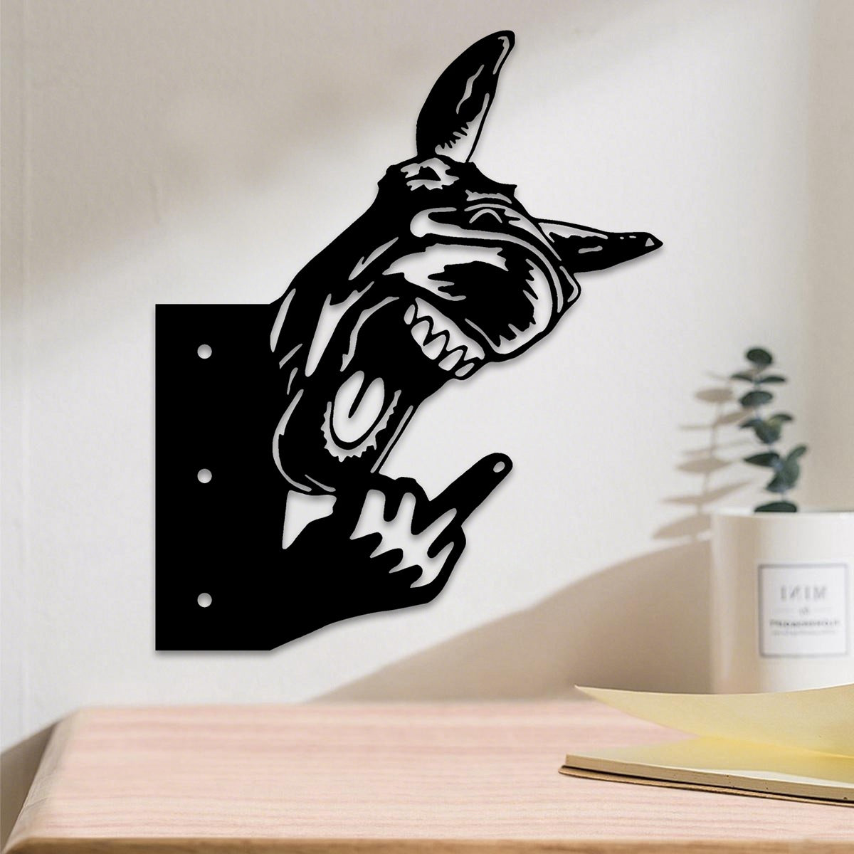 Peek-A-Boo Laughing Donkey Middle Finger Metal Sign