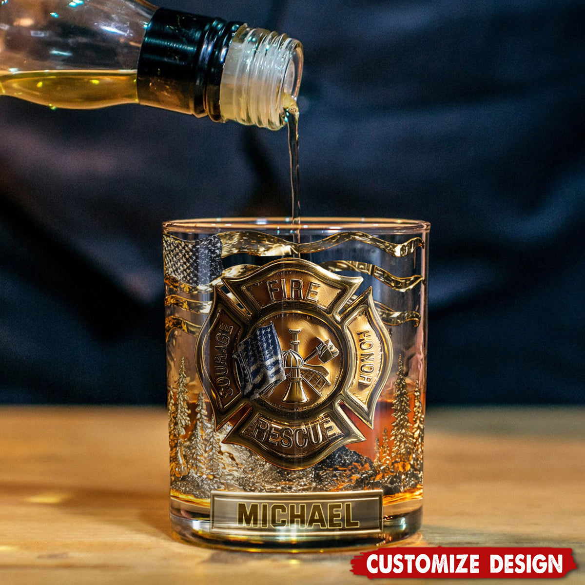 Awesome Fighter - Personalized Firefighter Whiskey Glass