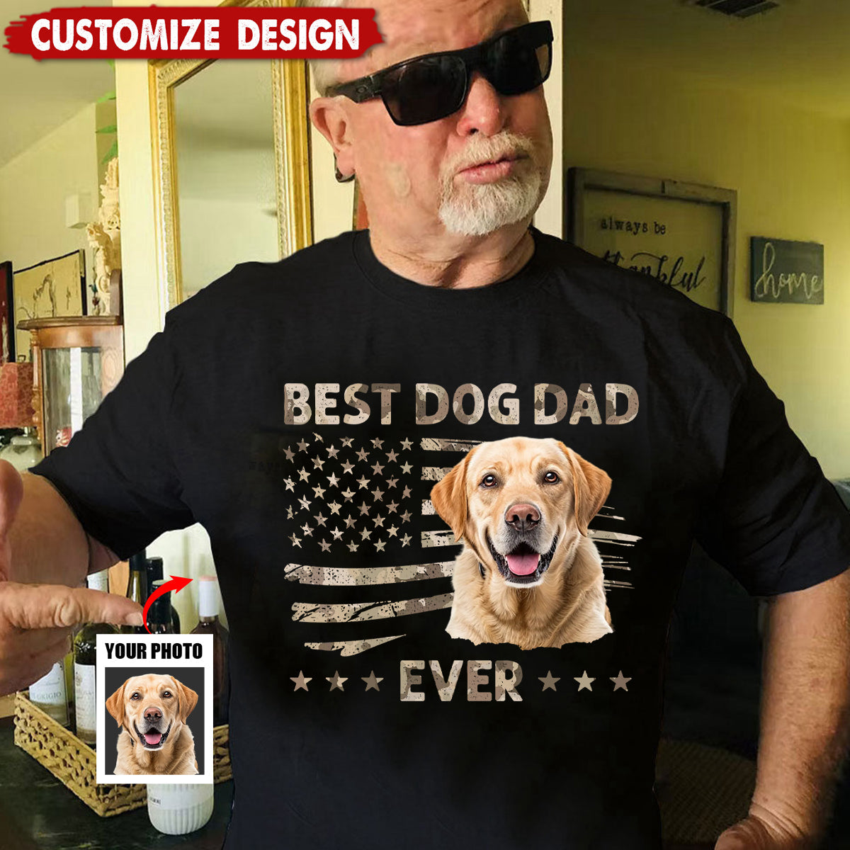 Custom Photo Ultimate Dog Dad - Pet Personalized Unisex T-shirt - Gift For Dog,Cat Lovers