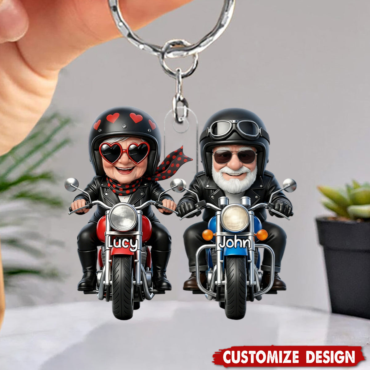 Hold Your Hand At 80 And Go Riding - Personalized Acrylic Keychain - Gift For Old Couple Motorcycle Enthusiasts