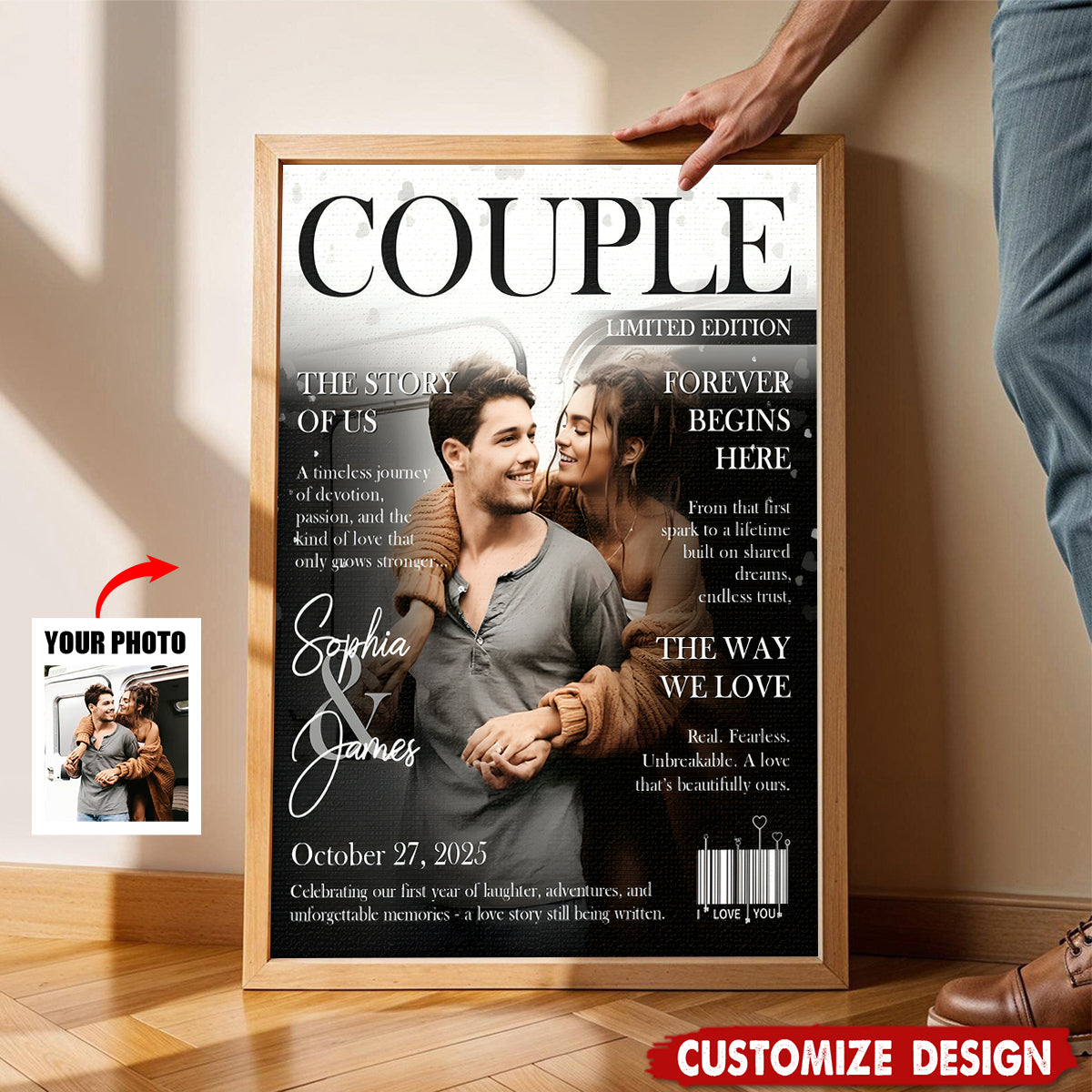 Personalized Love Story Couple Magazine Cover Poster- Gift For Romantic Couple