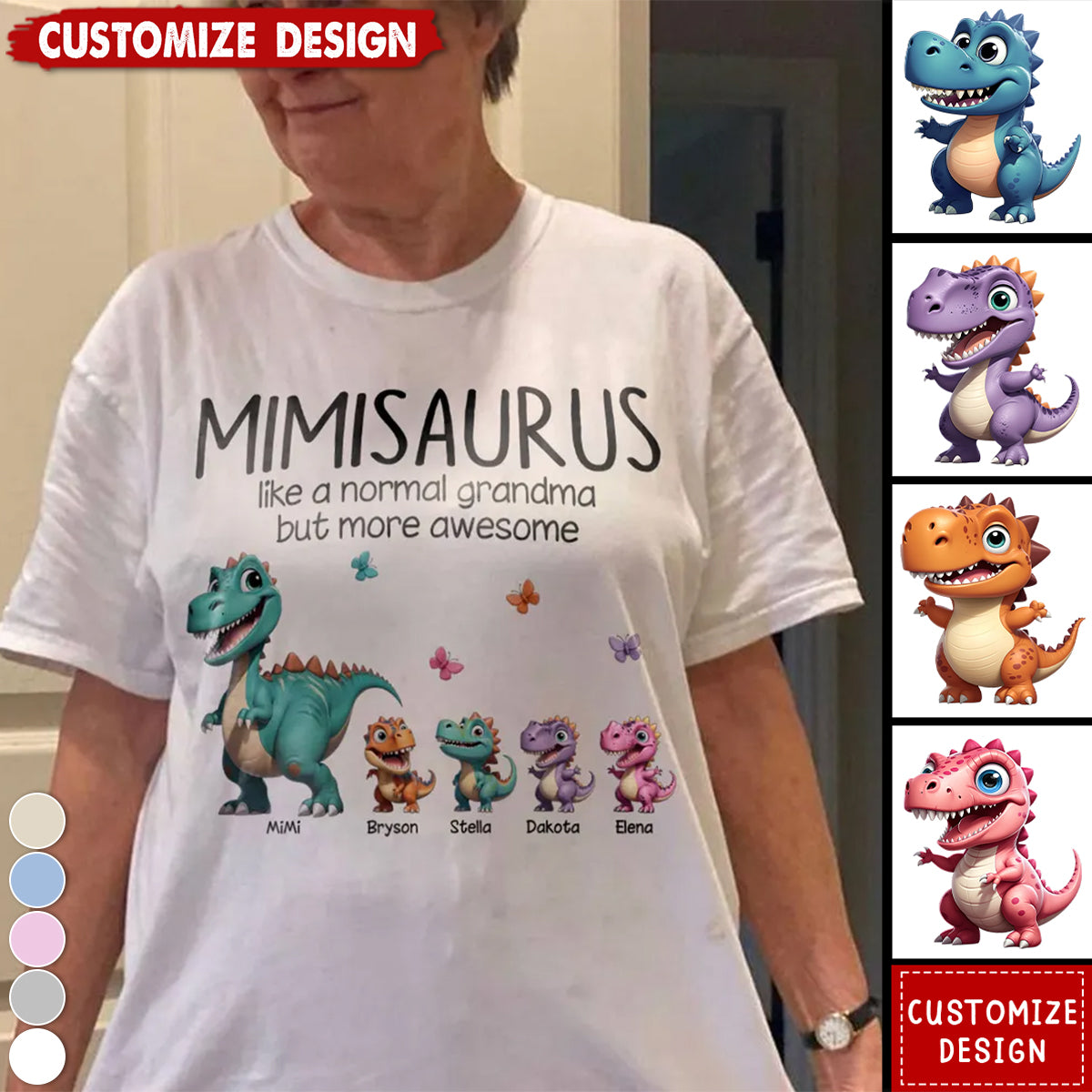 Grandmasaurus And Kids Dinosaurs Personalized Shirt - Gift For Mom,Grandma