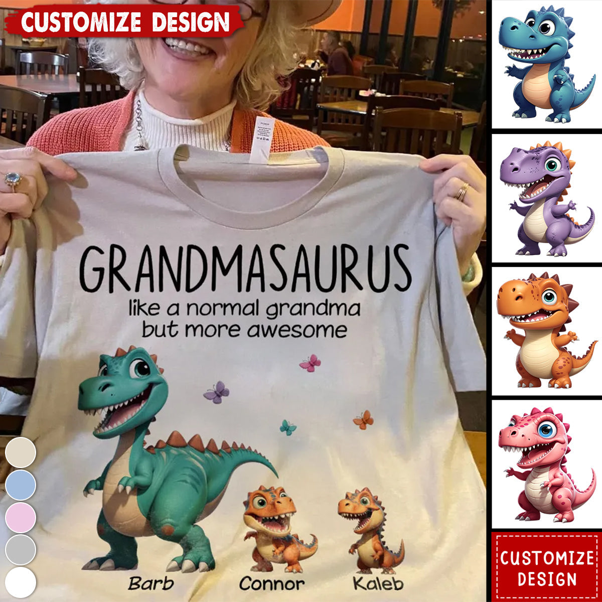 Grandmasaurus And Kids Dinosaurs Personalized Shirt - Gift For Mom,Grandma