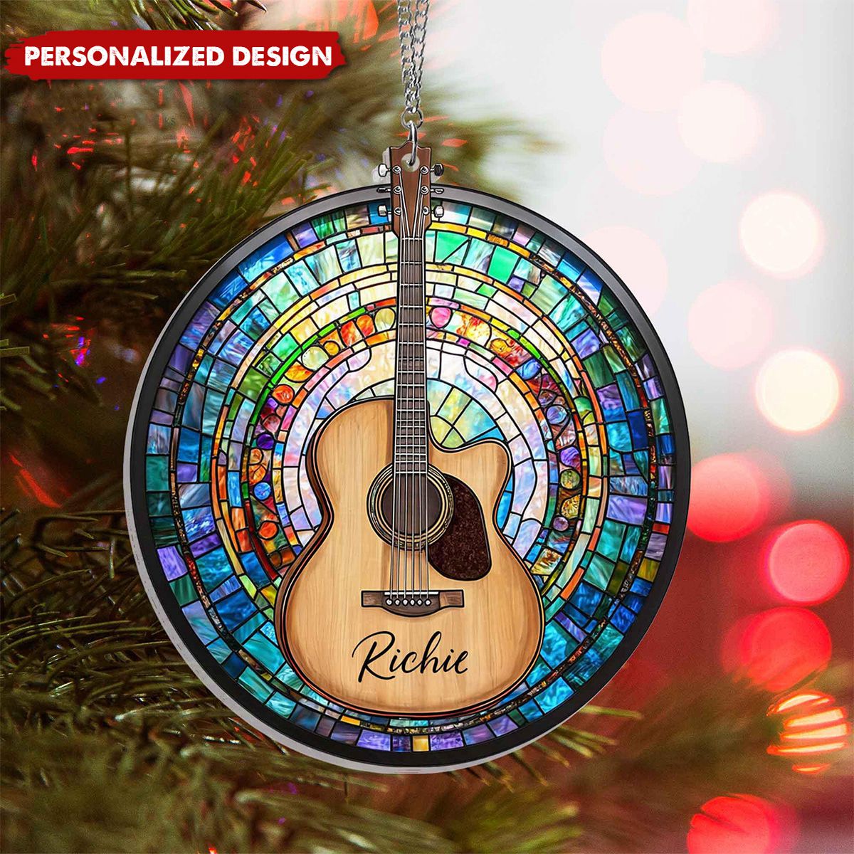 Personalized Guitar Suncatcher Hanging-Music Lover Gift