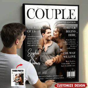 Personalized Love Story Couple Magazine Cover Poster- Gift For Romantic Couple