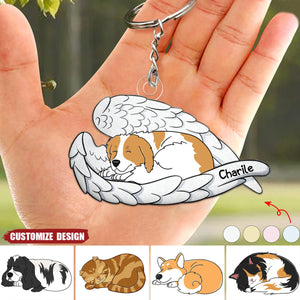 Angel Pet - Memorial Gift For Dog Lover, Cat Lover - Personalized Acrylic Keychain