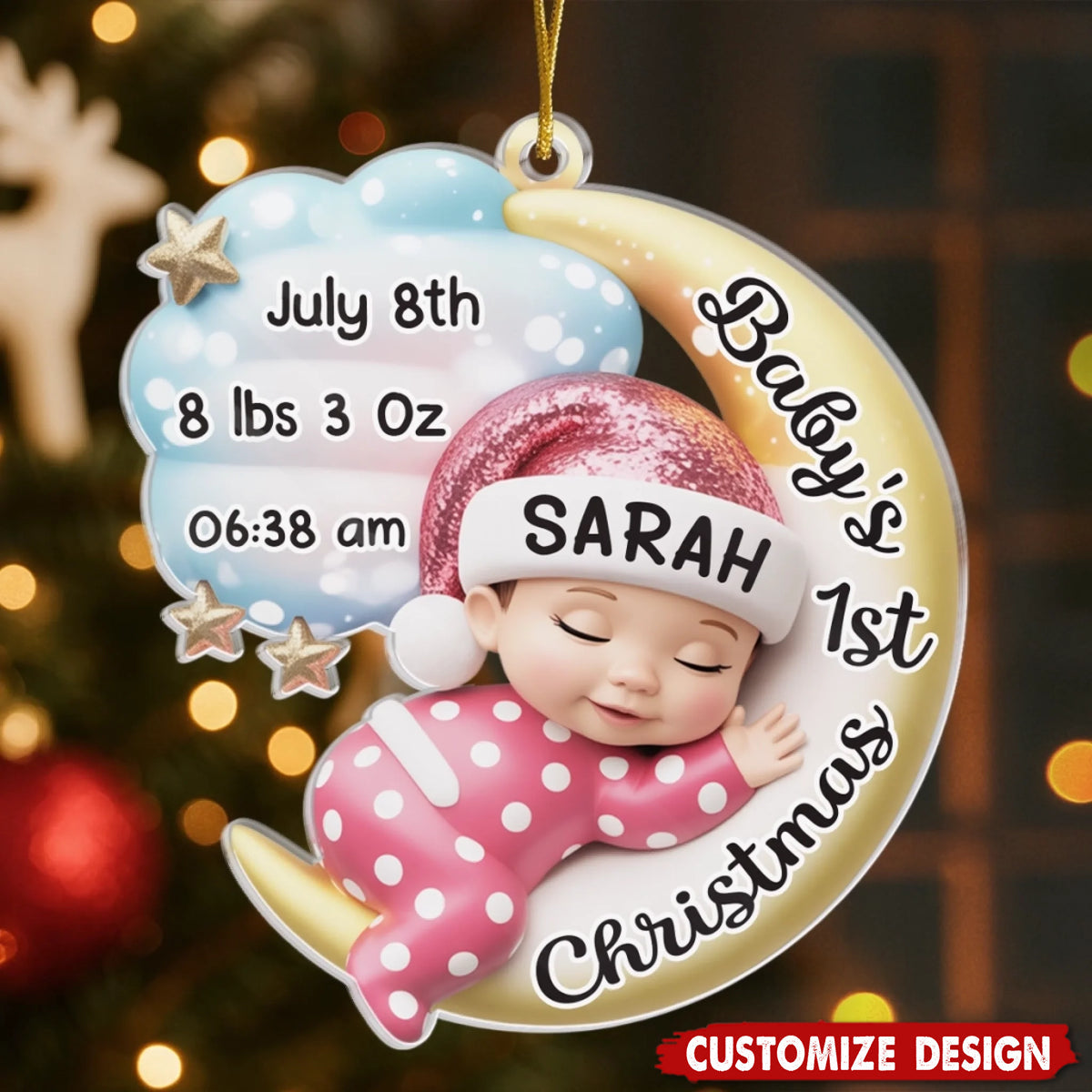 Personalized Christmas Baby Shower Ornament- Gifts For New Moms, New Dads, New Parents