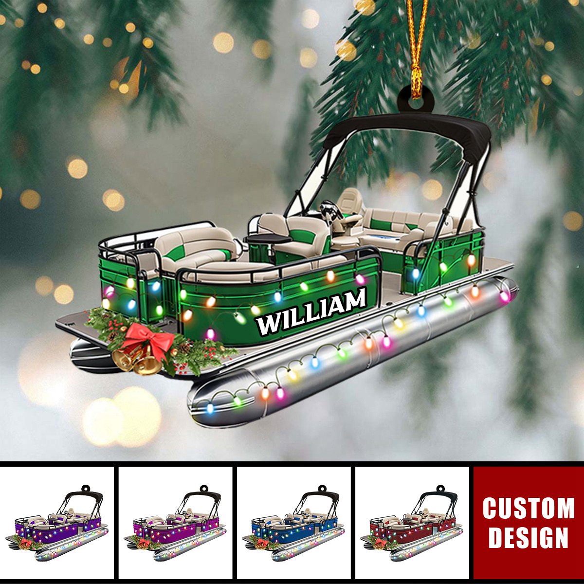 Personalized Pontoon Boat Christmas Ornament - 2024 New Release