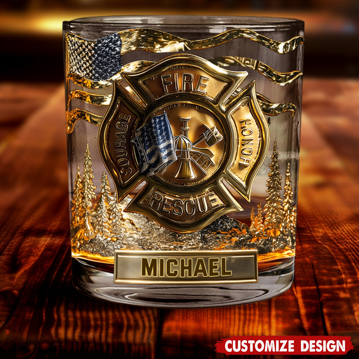 Awesome Fighter - Personalized Firefighter Whiskey Glass