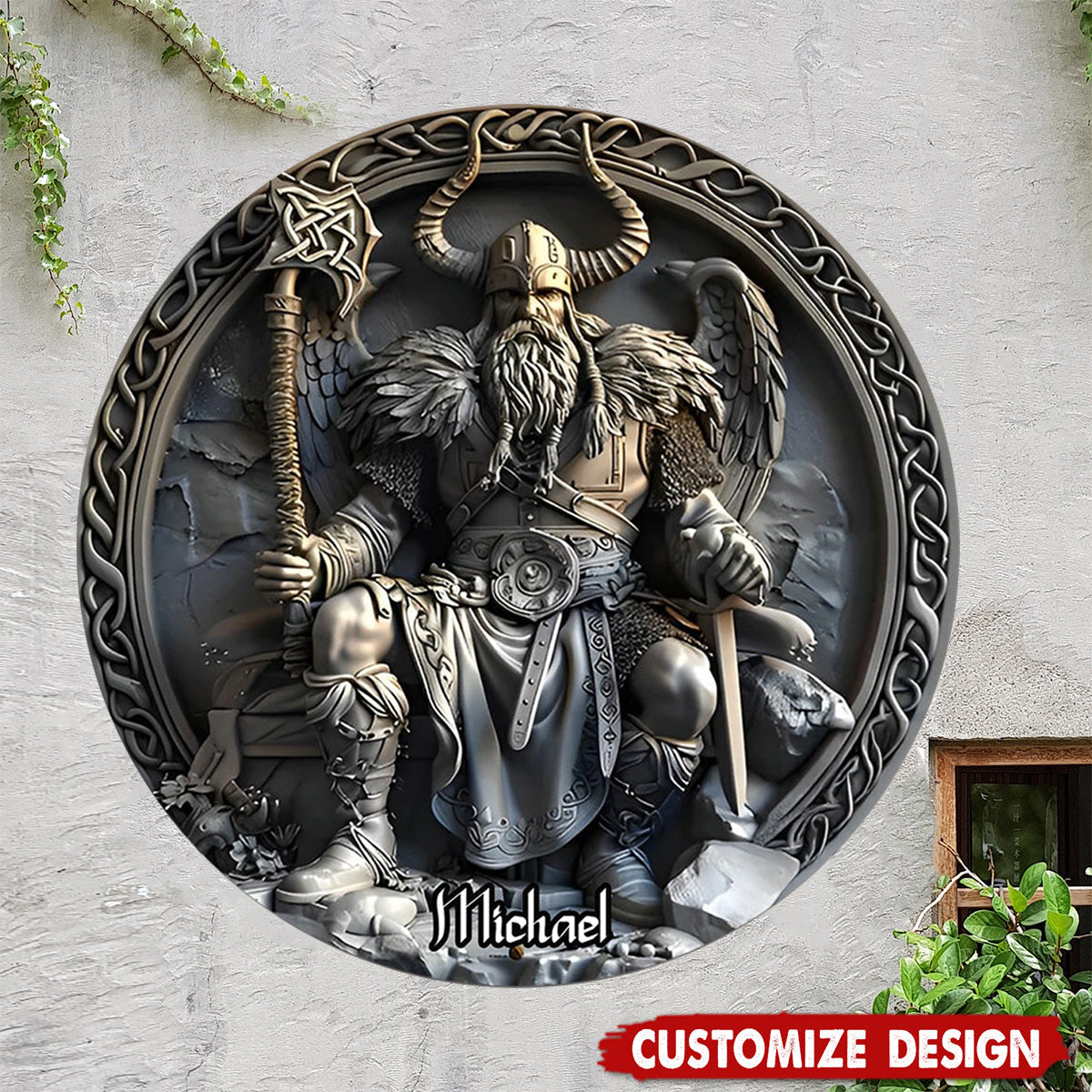 Viking - Personalized Viking Round Metal Sign