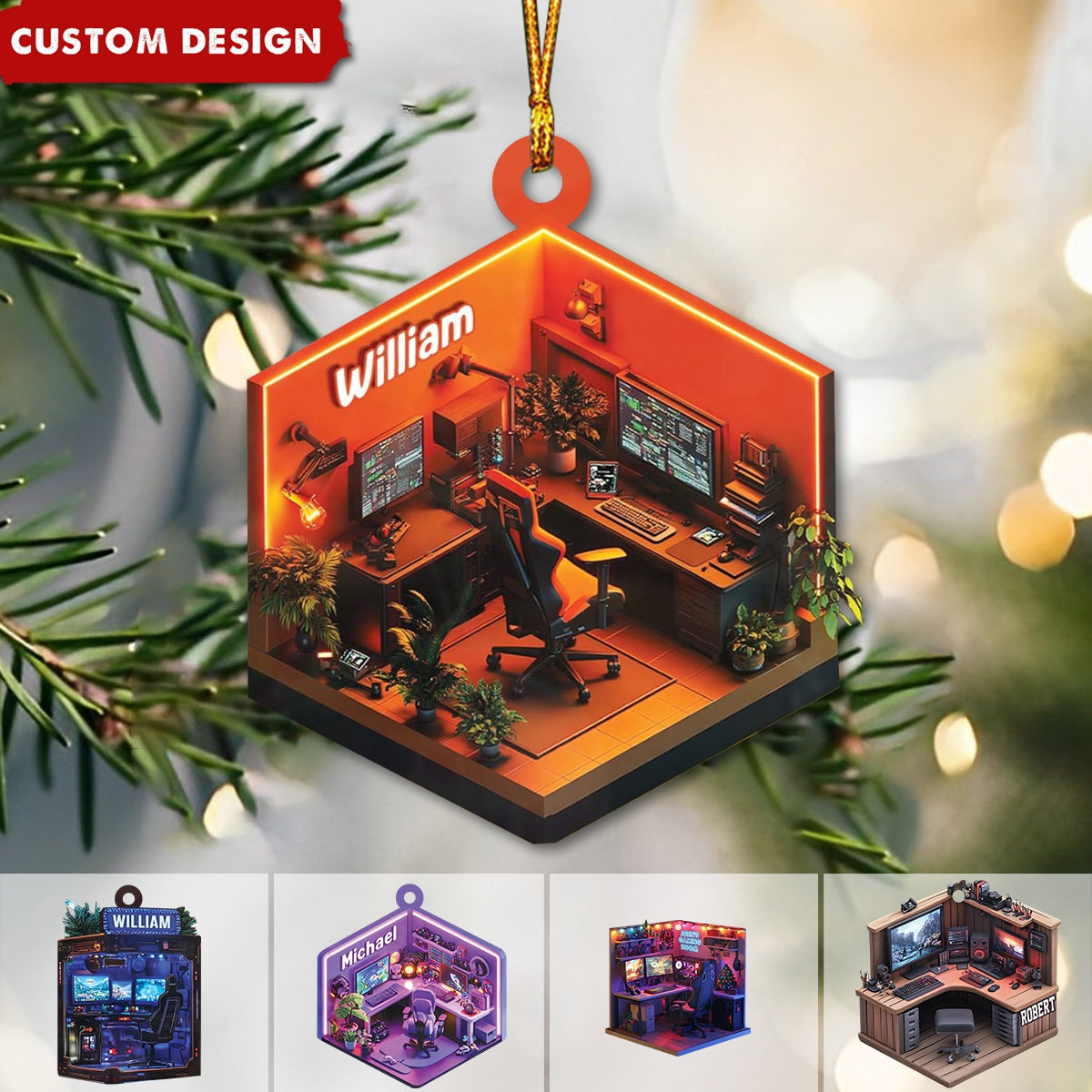 Personalized Gaming Room Christmas Ornament, Gift For Gamer-2024 New Release