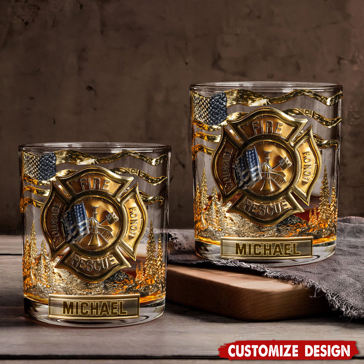 Awesome Fighter - Personalized Firefighter Whiskey Glass