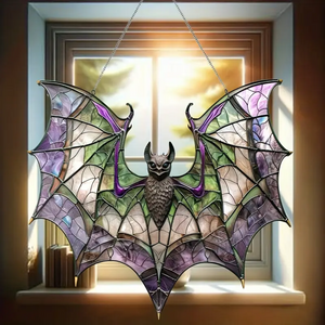 Bat Purple Acrylic Window Hanging, Indoor Decor, Bat lovers gift, Funny Bat window decor, Halloween Gift, Halloween decor, Garden Gift