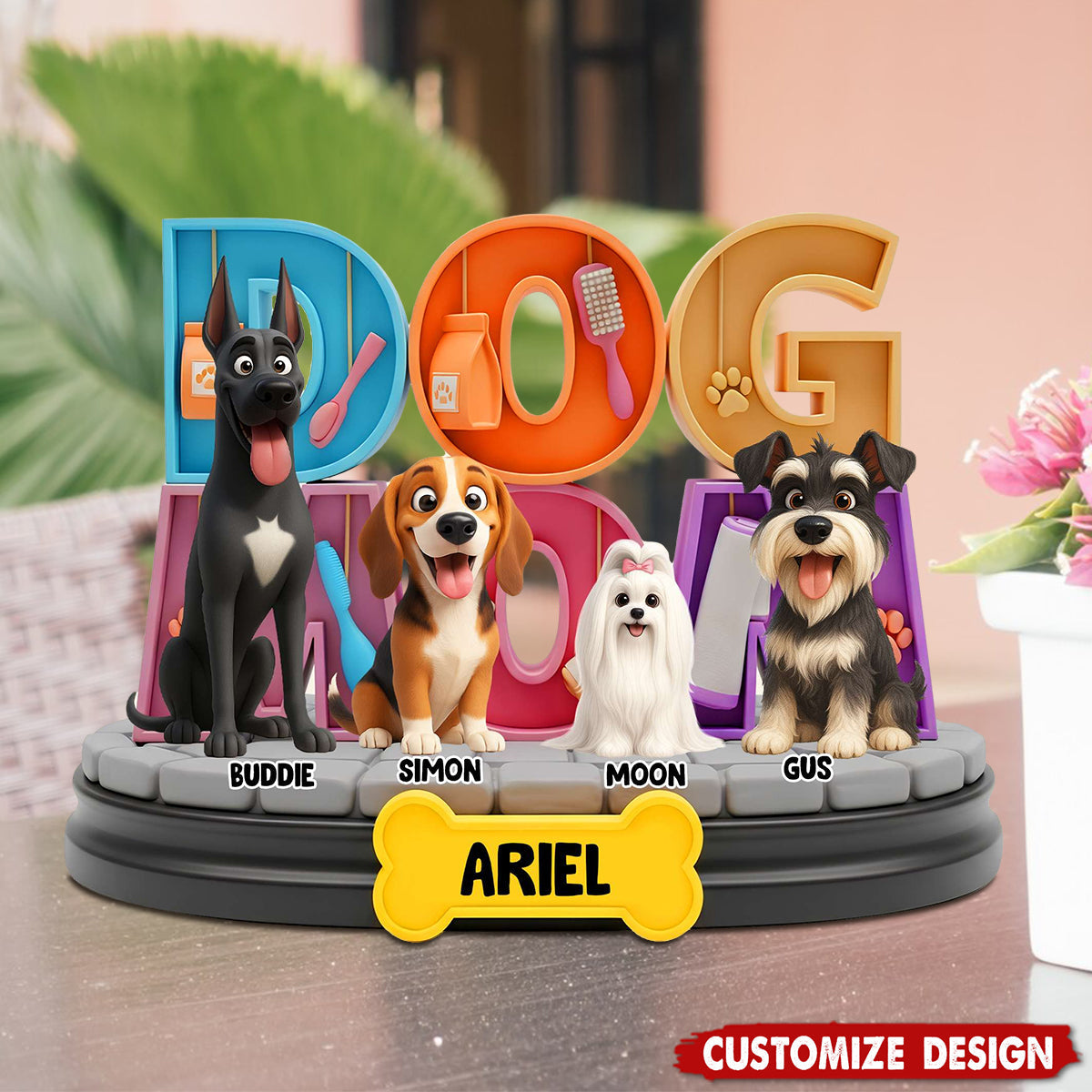 Adorable Dog Mom Dog Dad Acrylic Plaque - Personalized Gifts For Dog Lovers