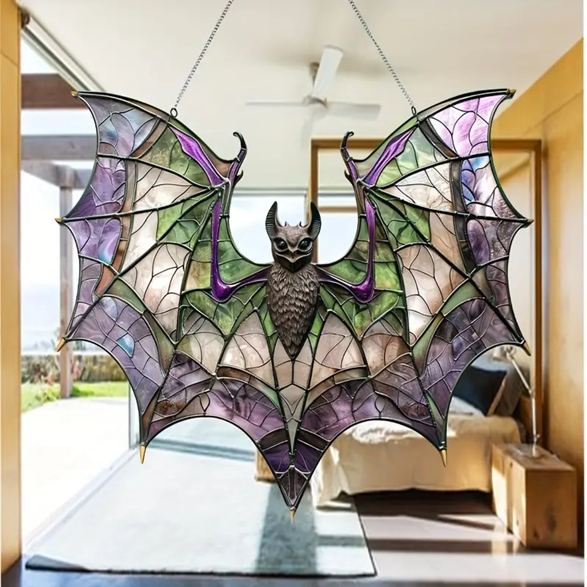 Bat Purple Acrylic Window Hanging, Indoor Decor, Bat lovers gift, Funny Bat window decor, Halloween Gift, Halloween decor, Garden Gift