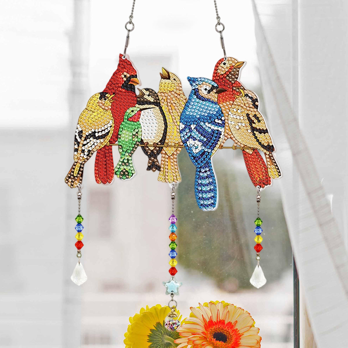 Diamond- Art Hanging Kit - Special Rhinestone 5D Window Ornament - Gift For Bird Lovers