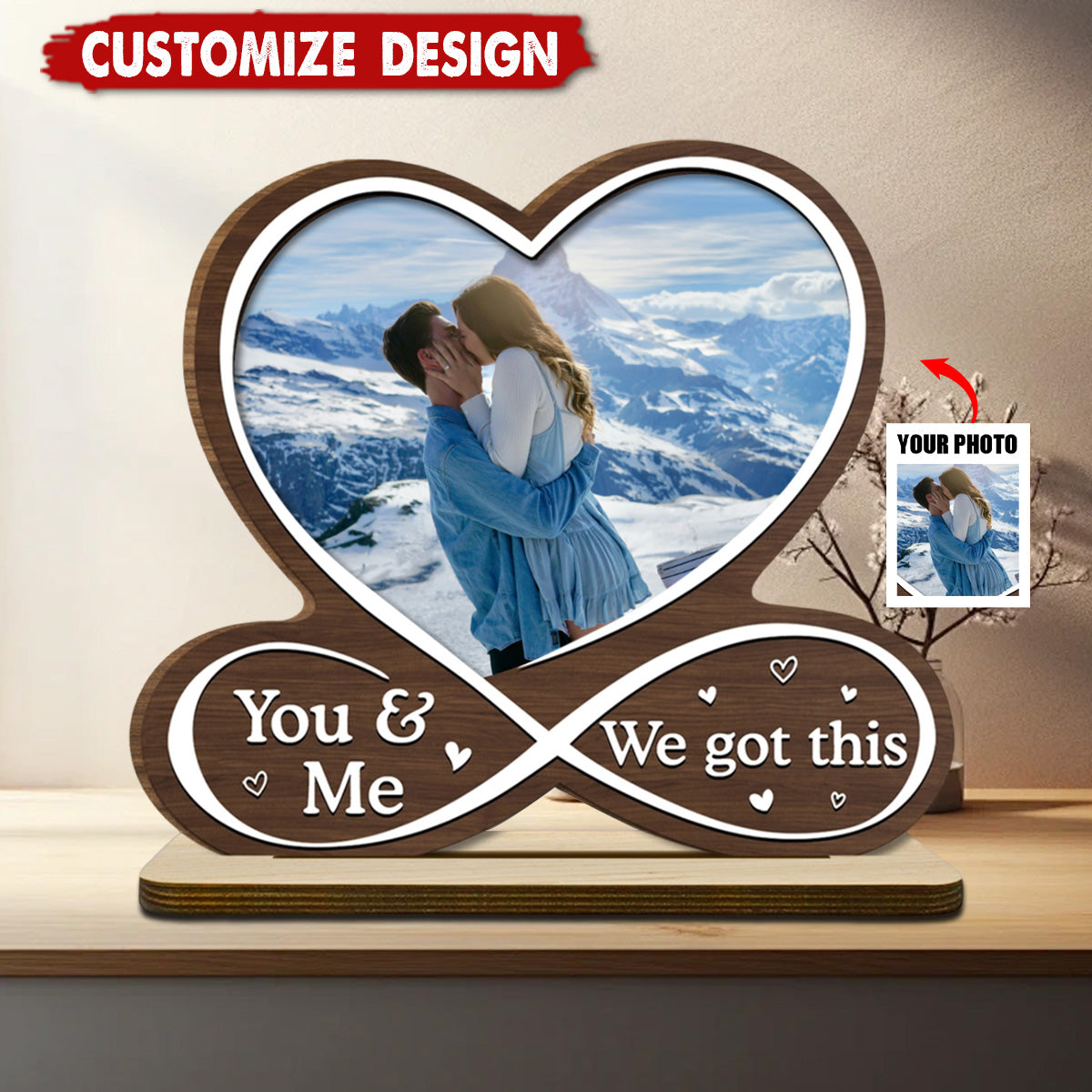 Love Is You - Personalized 2-Layer Wood Plaque